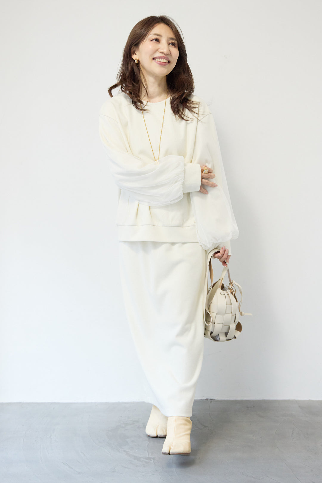 ニットコーデュロイストレートスカート