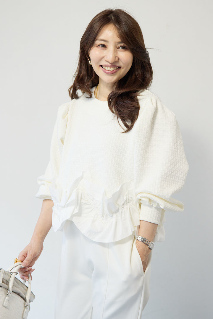 ふくれジャガードフリルヘムプルオーバー