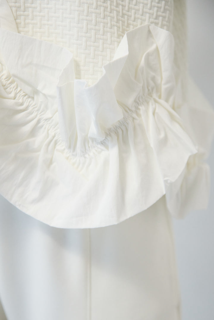 [SET]ふくれジャガードフリルヘムプルオーバー+【REIKOコラボ】スウェット起毛ジョガーパンツ(2set)