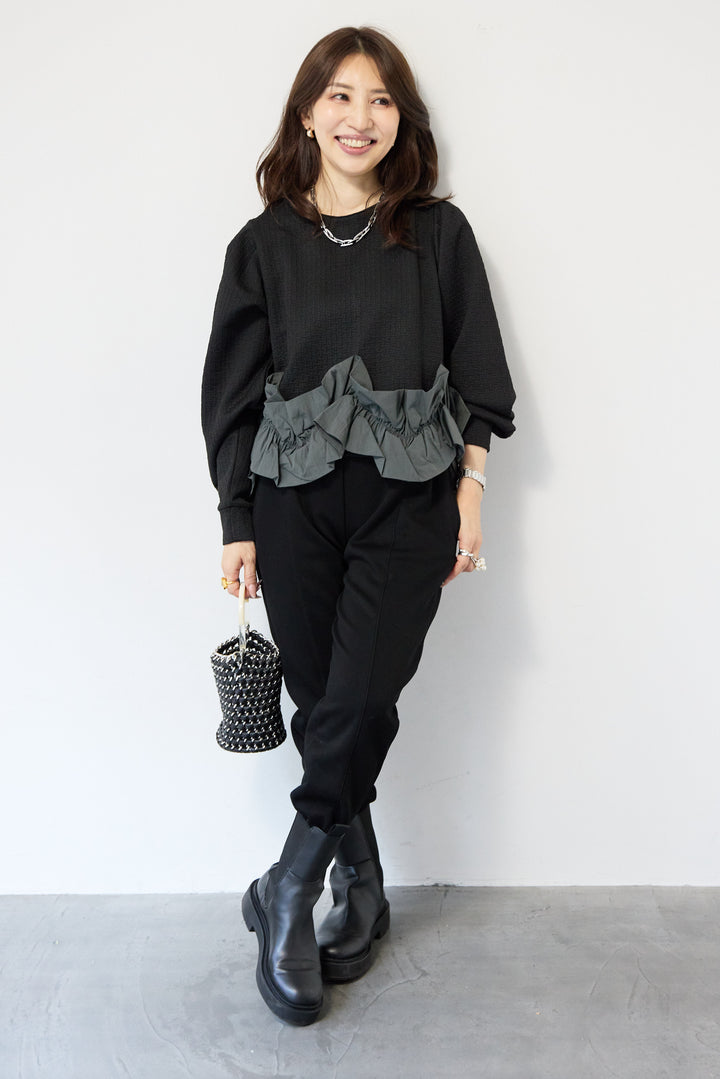 ふくれジャガードフリルヘムプルオーバー