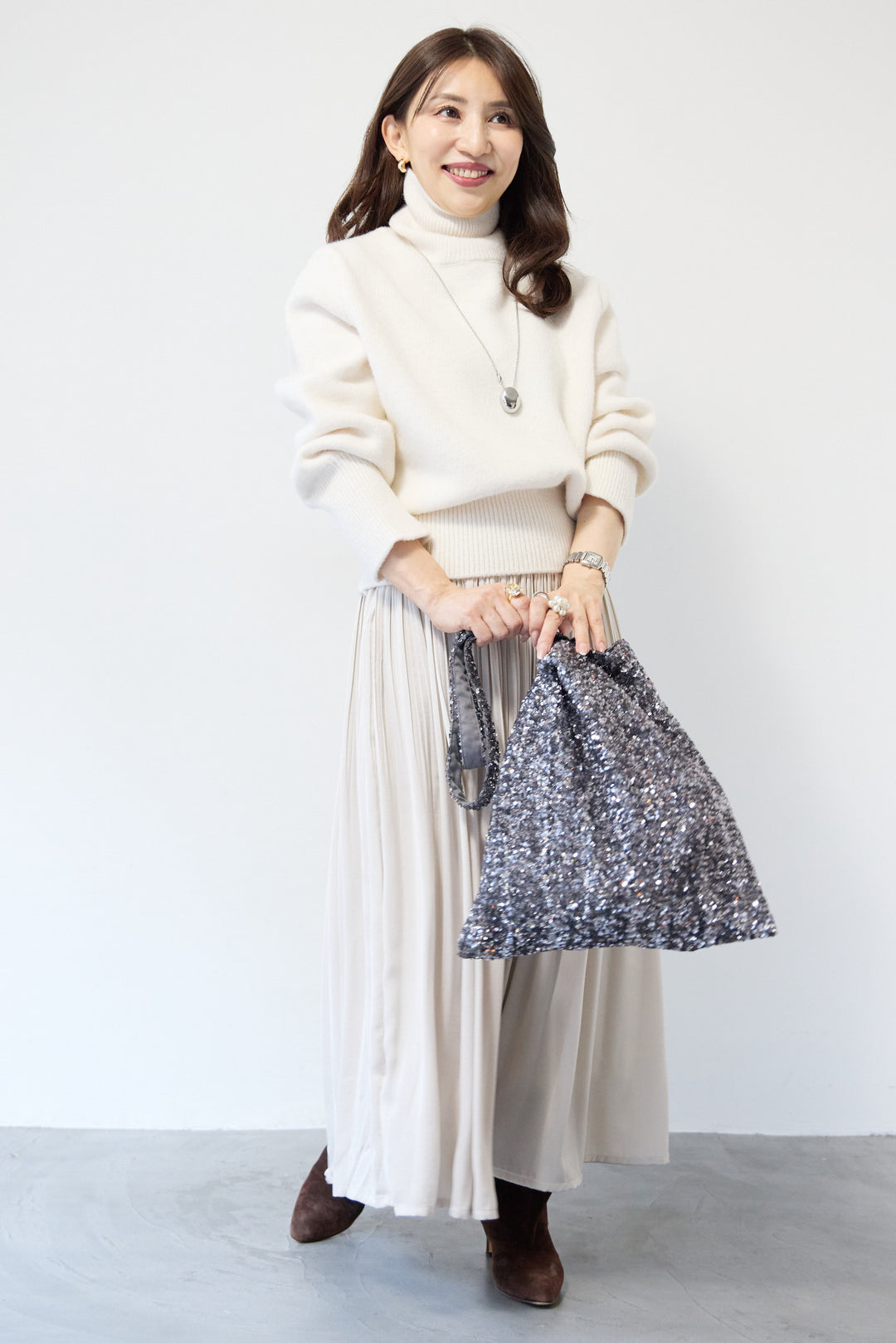 ヴィンテージサテンプリーツスカート