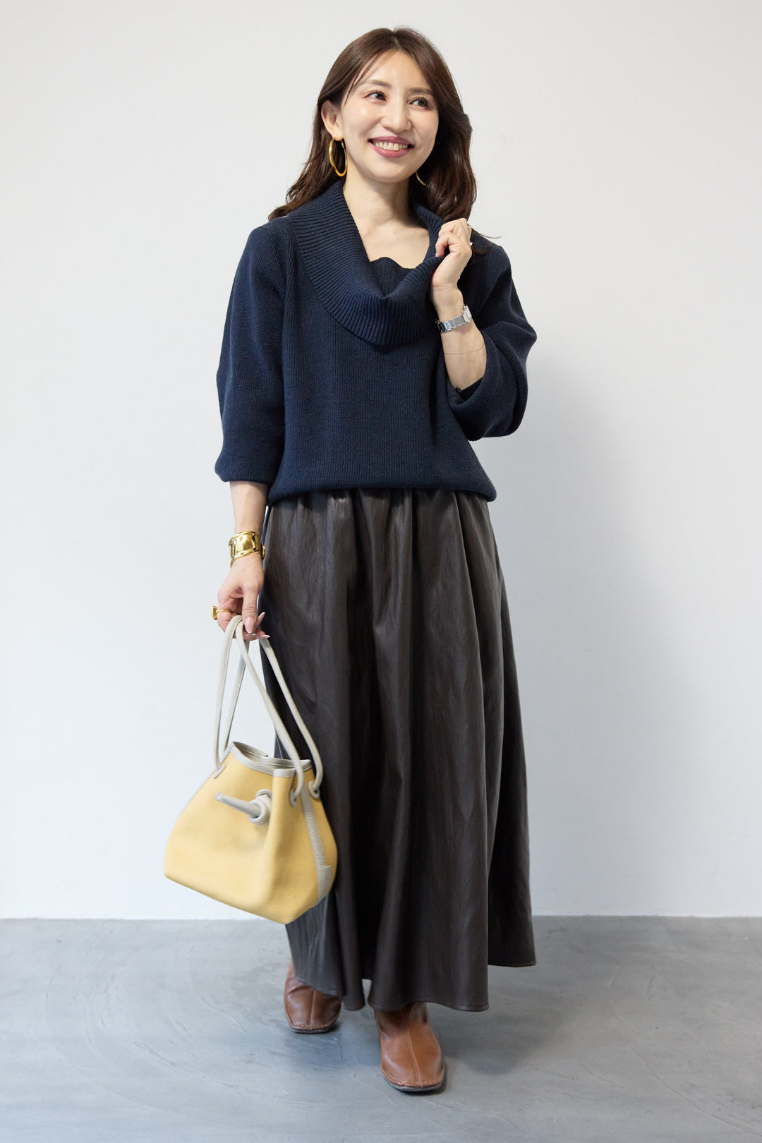 エコレザーフレアスカート