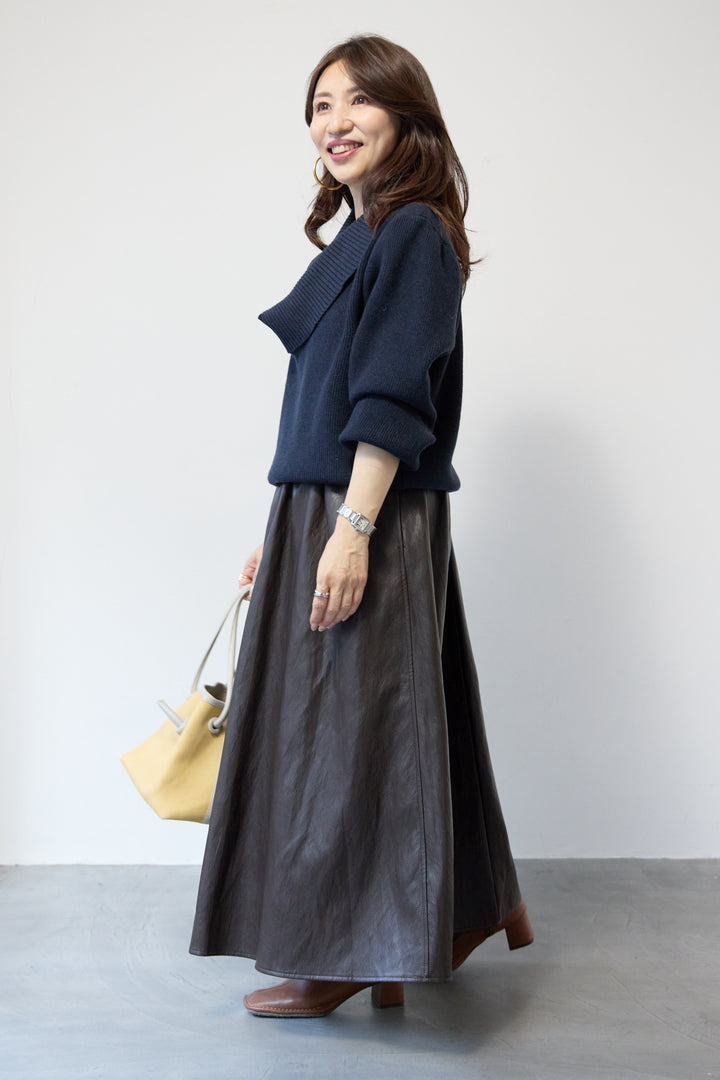 エコレザーフレアスカート