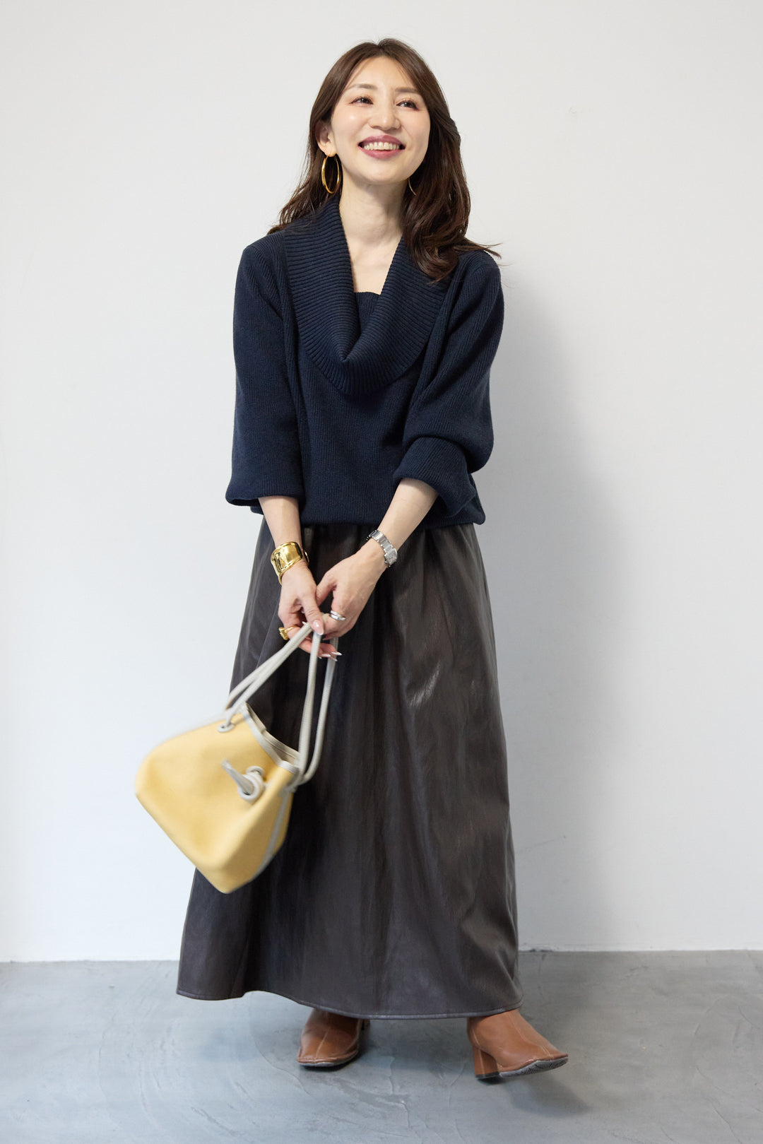 エコレザーフレアスカート