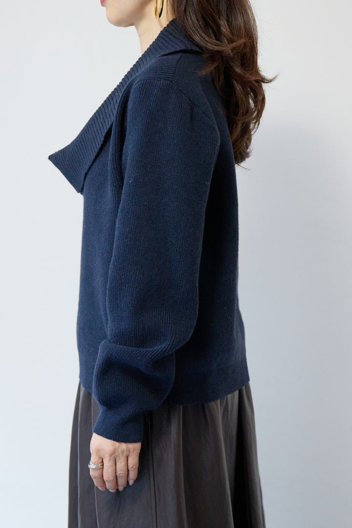 [SET]ショールカラーニットプルオーバー+エコレザーフレアスカート(2set)