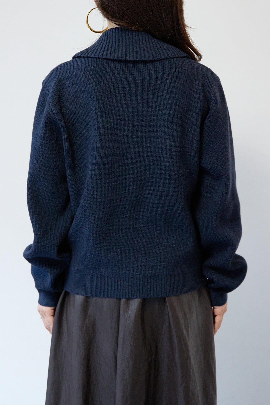 [SET]ショールカラーニットプルオーバー+エコレザーフレアスカート(2set)