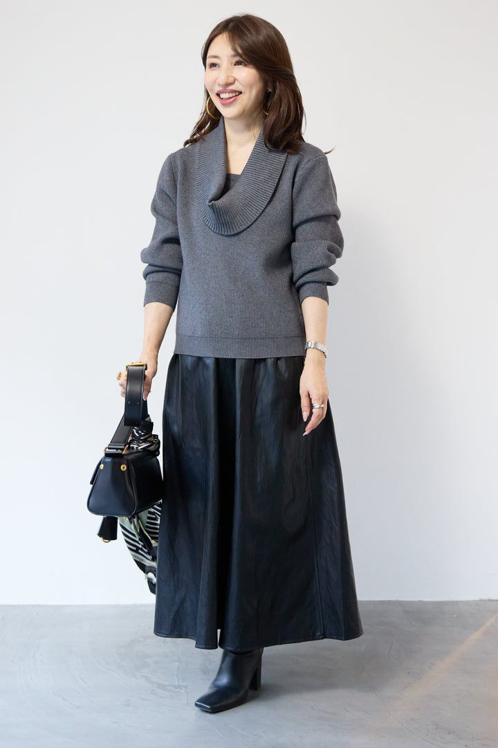 エコレザーフレアスカート