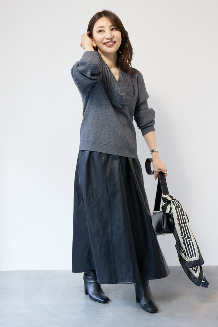 エコレザーフレアスカート