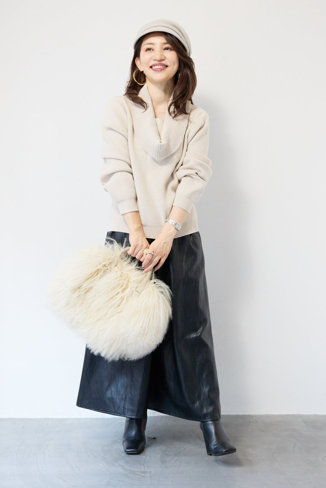 エコレザーフレアスカート