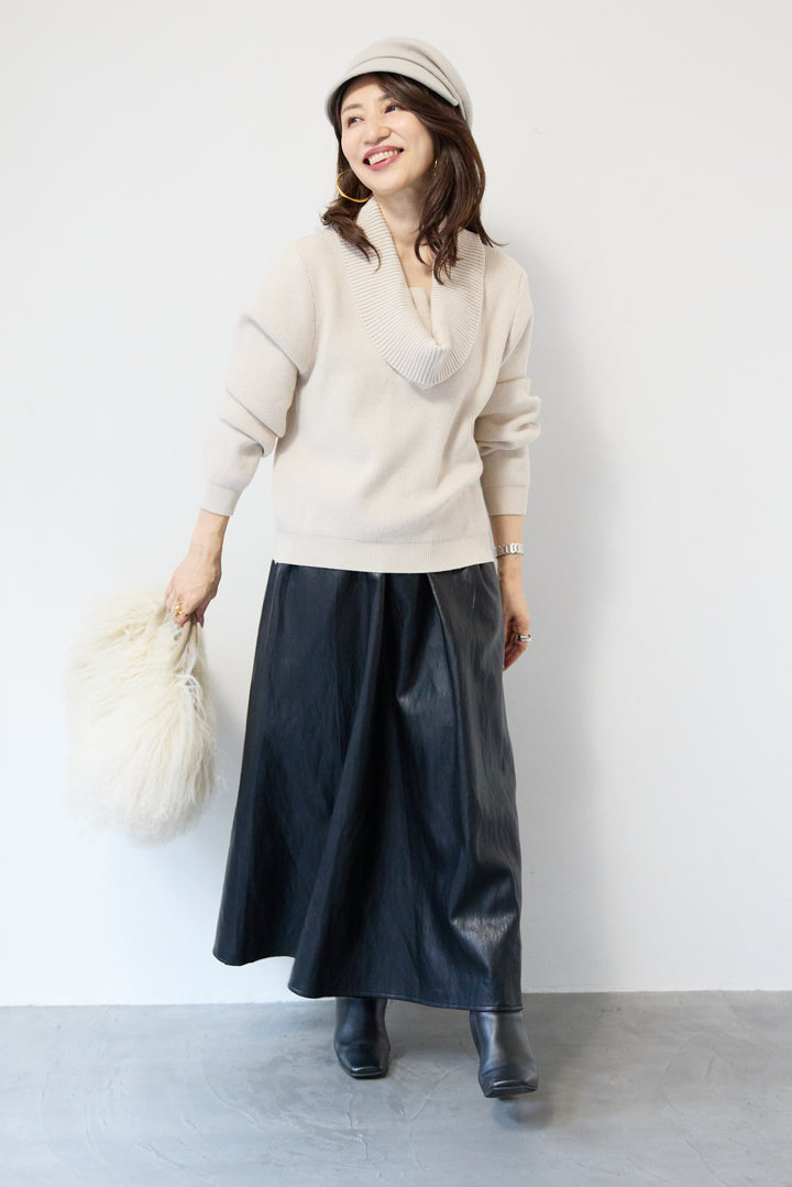 エコレザーフレアスカート