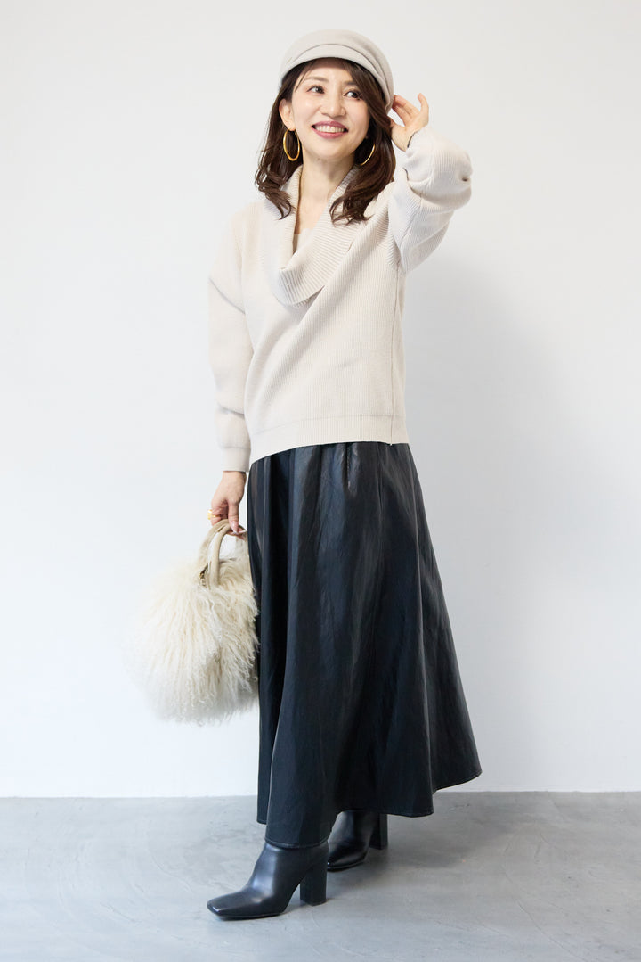 エコレザーフレアスカート