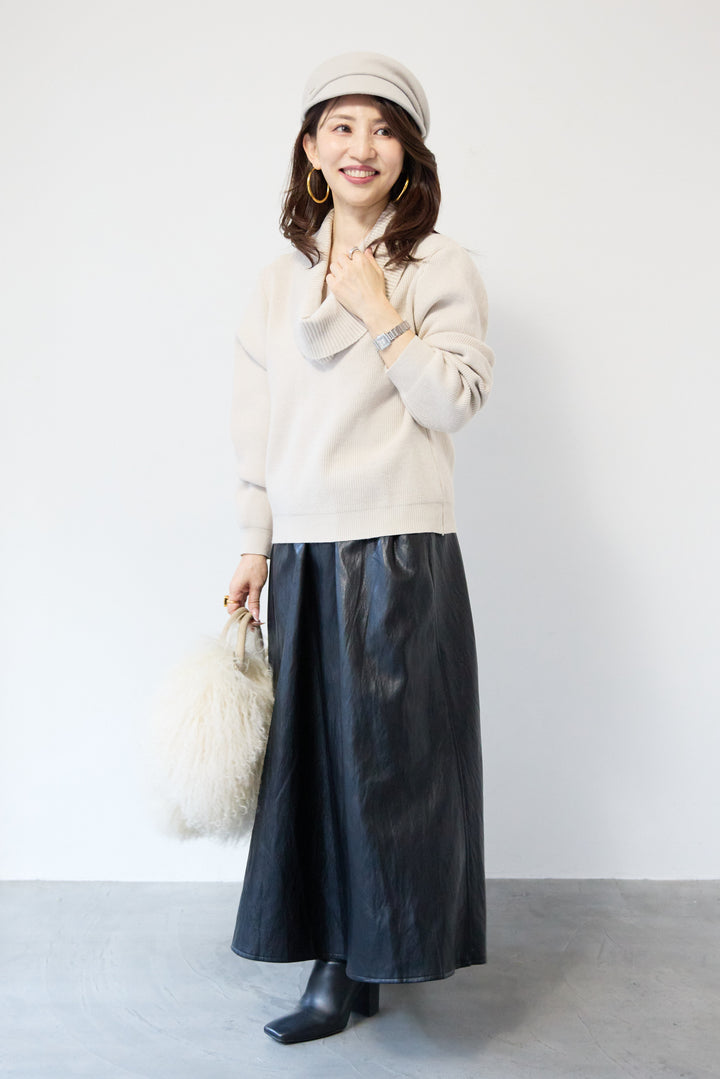 エコレザーフレアスカート