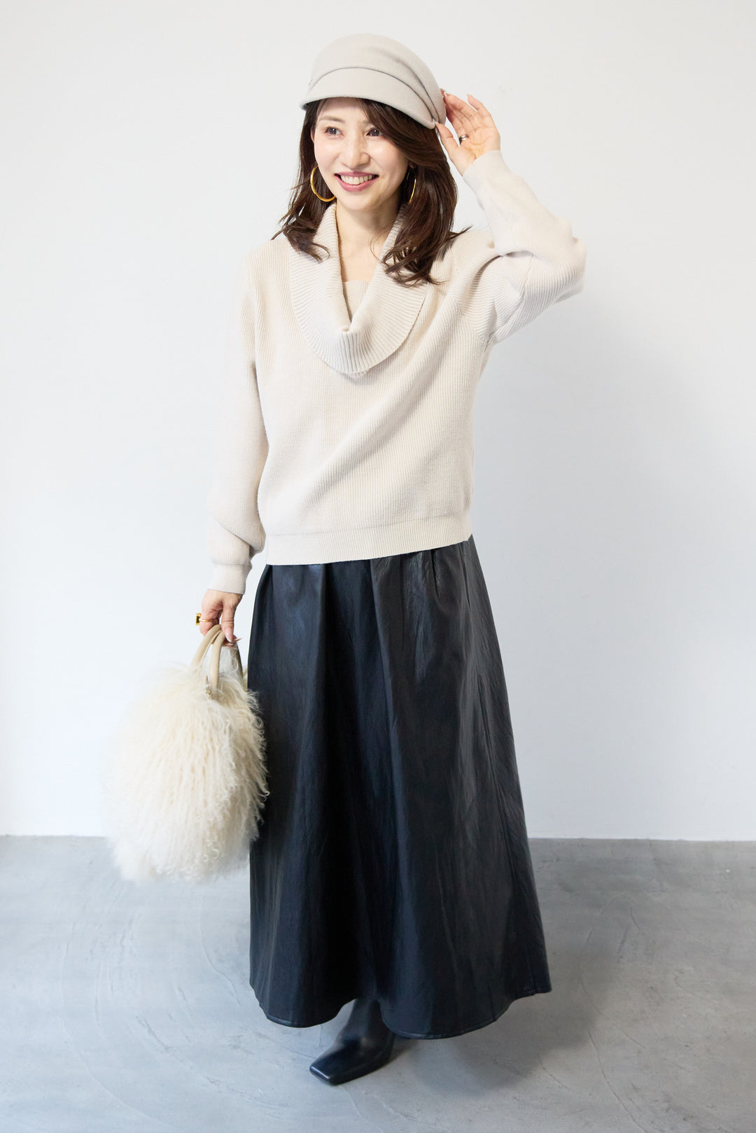 エコレザーフレアスカート