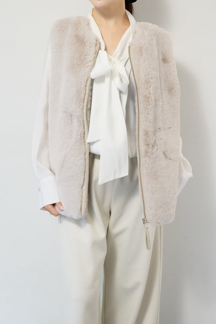 エコファー×ムートンチュニックベスト
