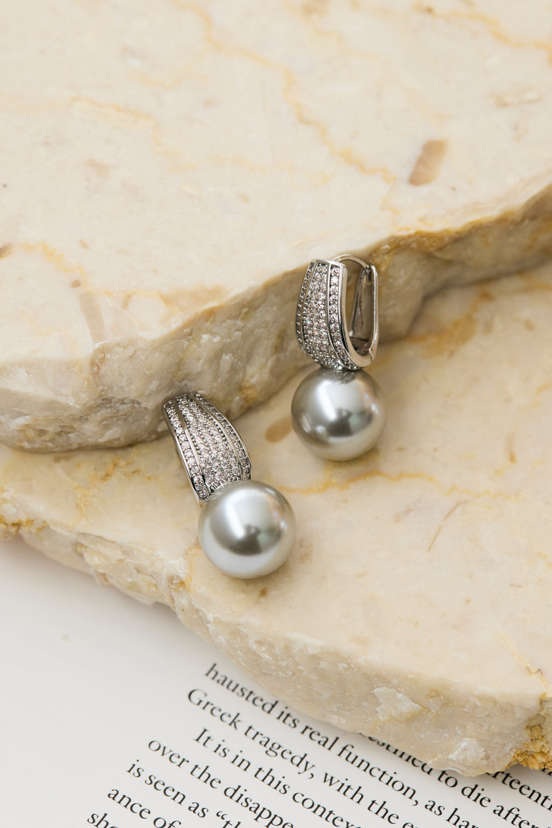 パール×ビジューフープピアス