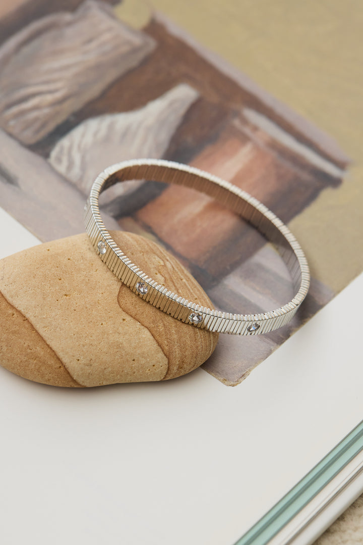 ラインストーンリブバングル