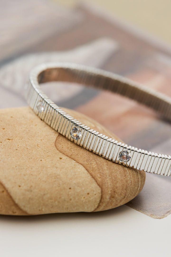 ラインストーンリブバングル