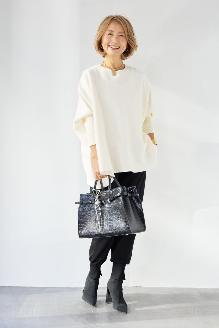 ウォッシャブルポンチョニット