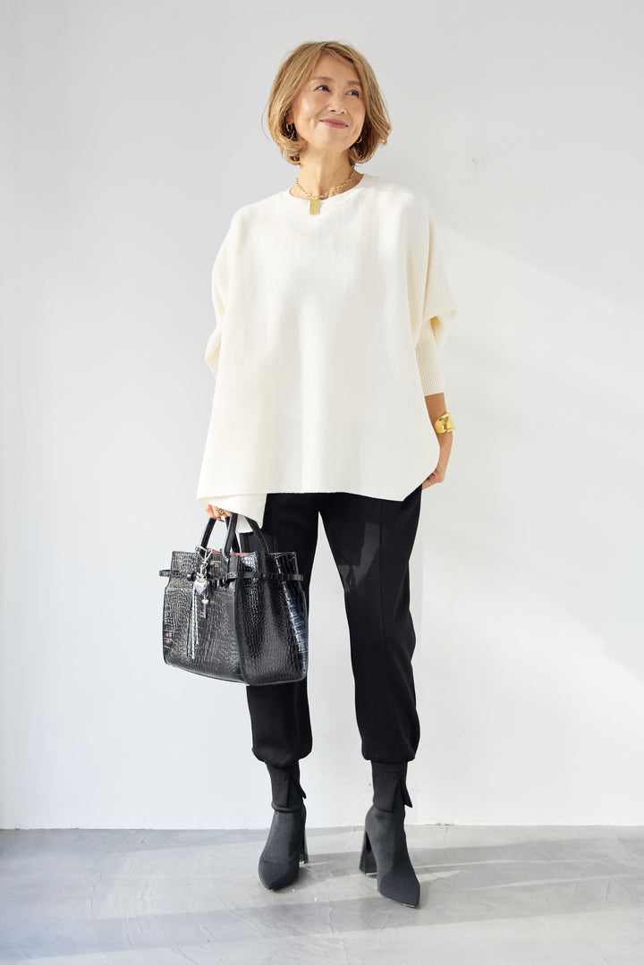 ウォッシャブルポンチョニット