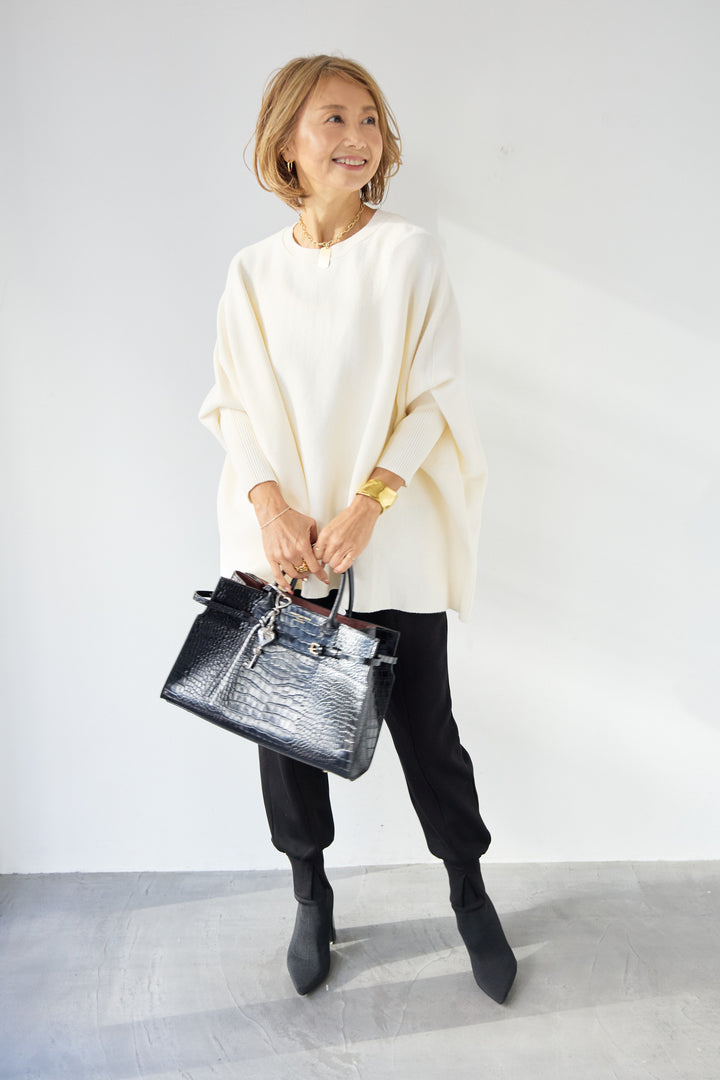 ウォッシャブルポンチョニット