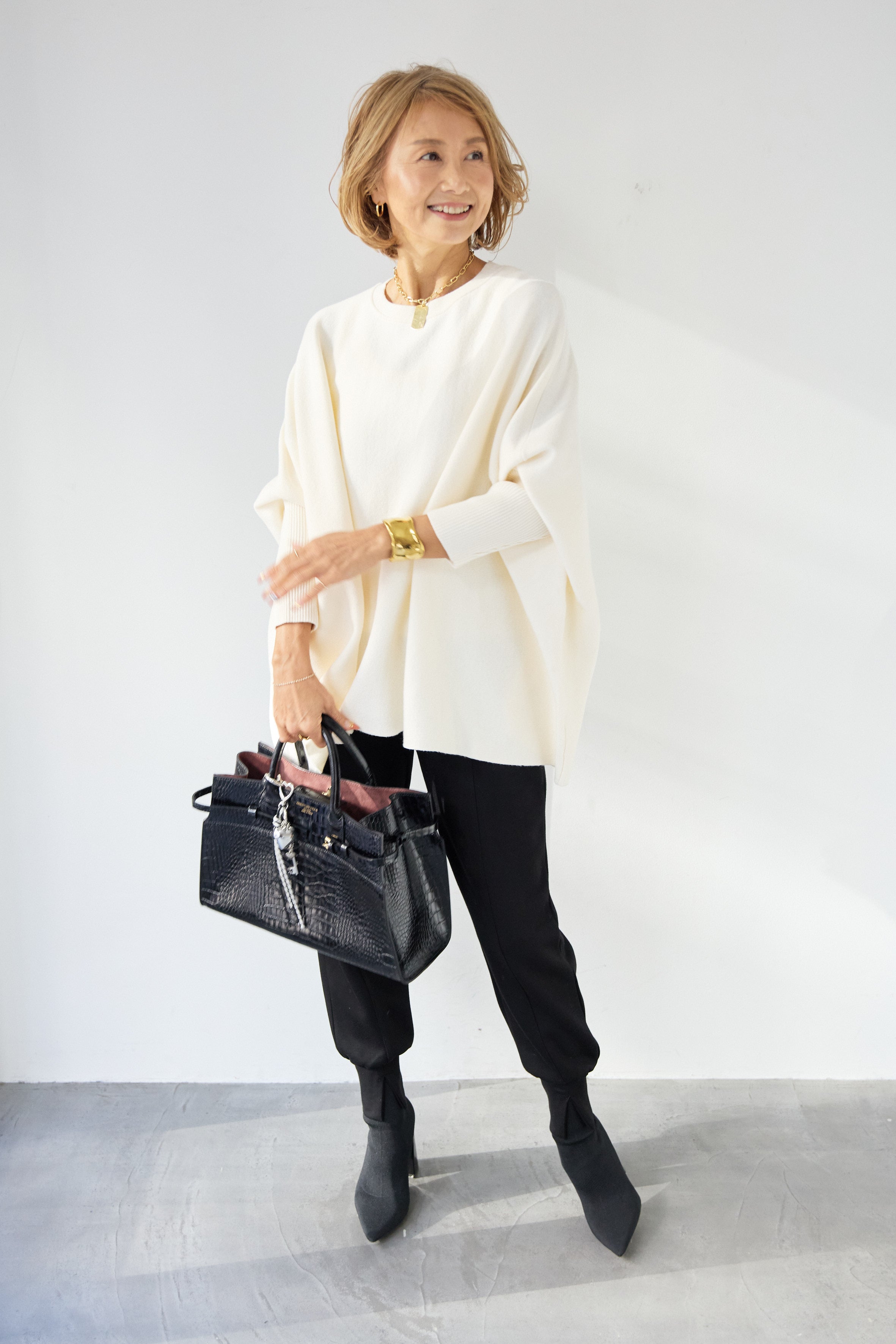 ウォッシャブルポンチョニット – plusotoha