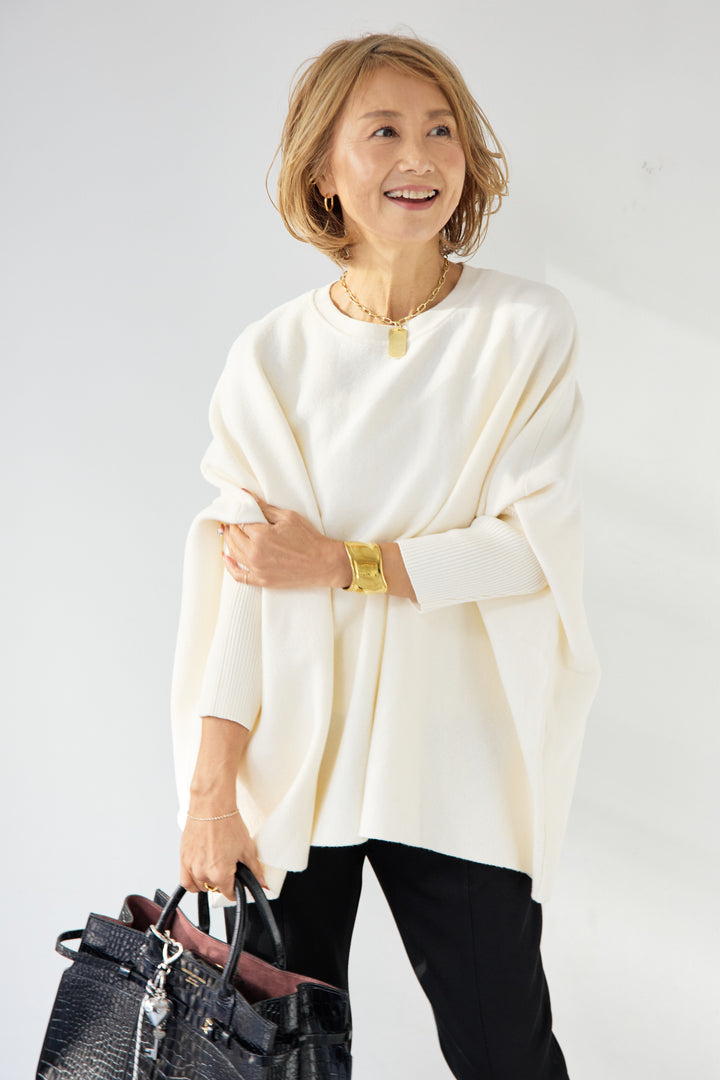 ウォッシャブルポンチョニット