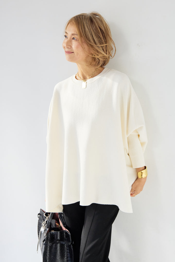 ウォッシャブルポンチョニット