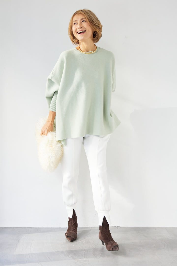 ウォッシャブルポンチョニット