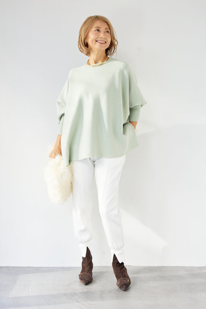 ウォッシャブルポンチョニット