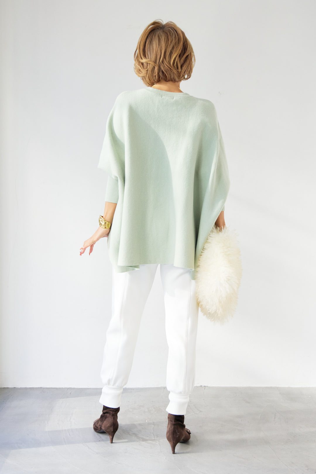 ウォッシャブルポンチョニット