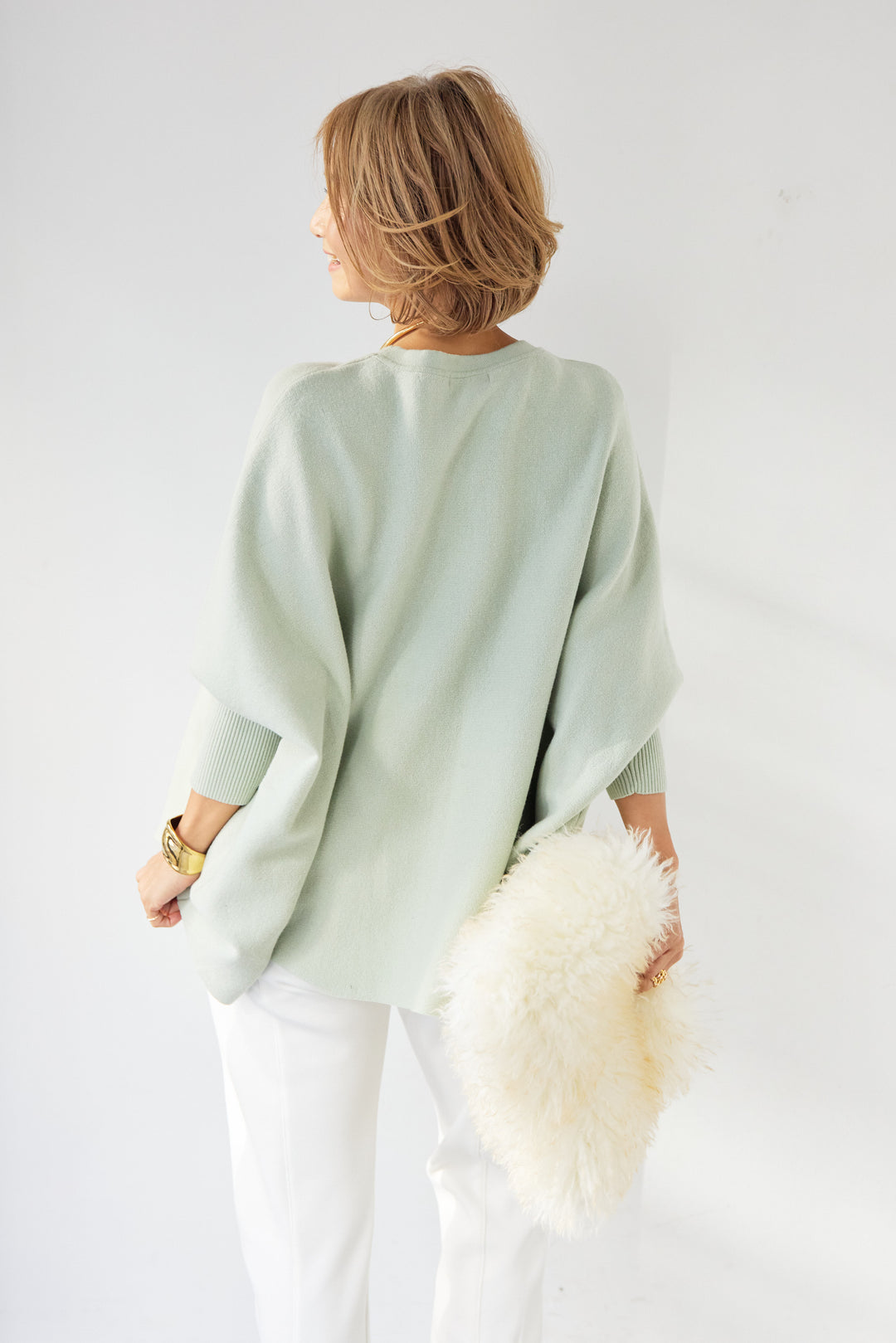 ウォッシャブルポンチョニット