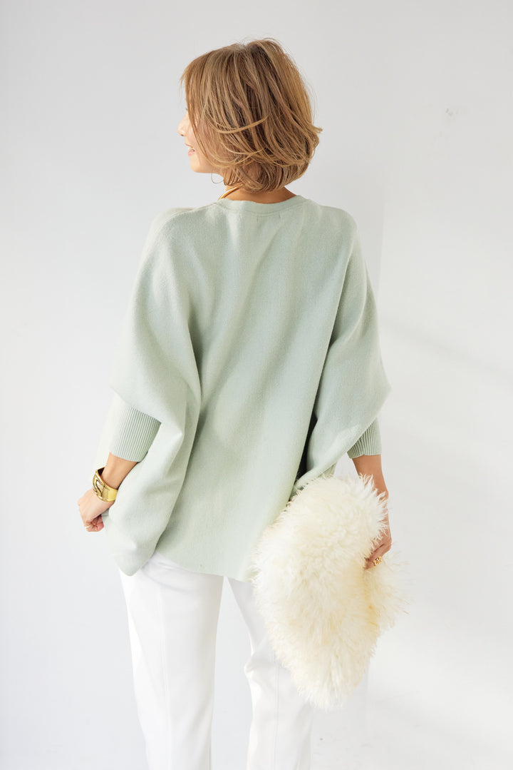 ウォッシャブルポンチョニット