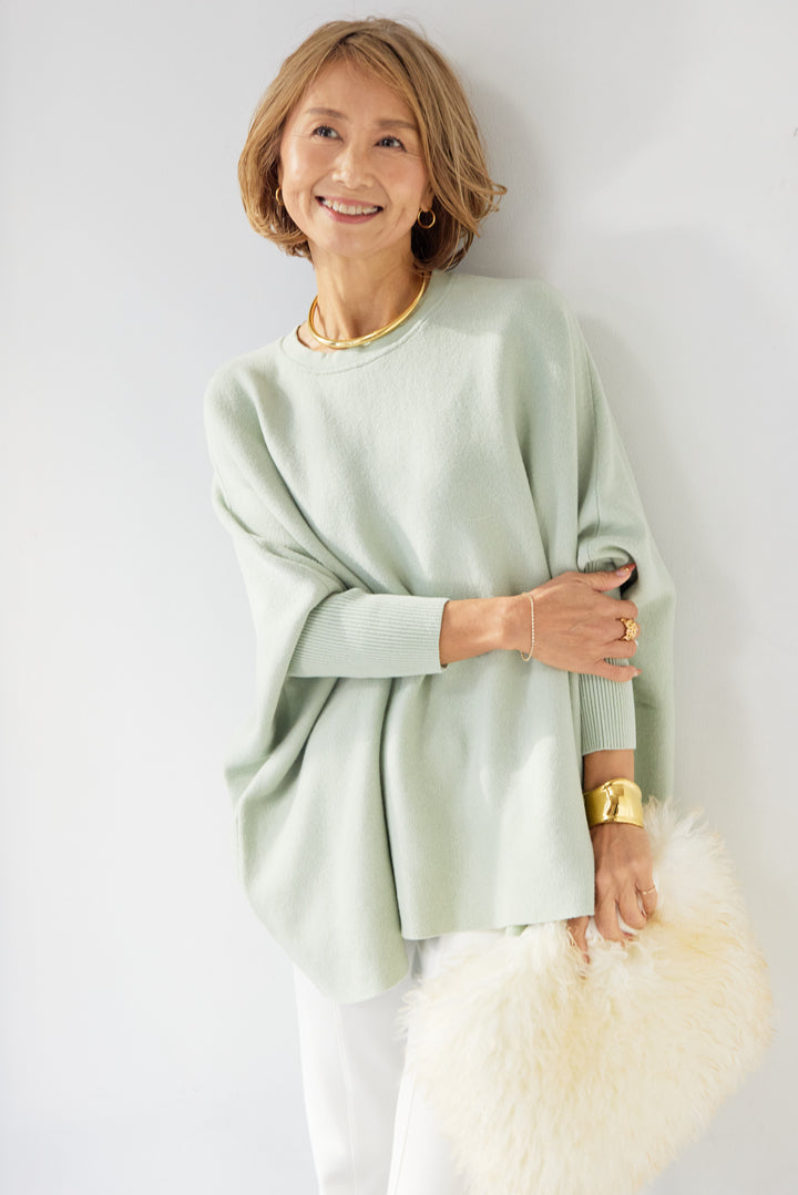 ウォッシャブルポンチョニット