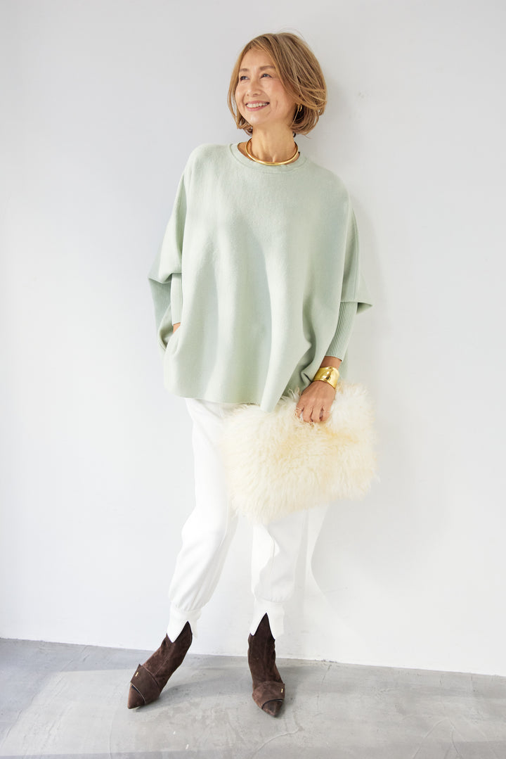 ウォッシャブルポンチョニット