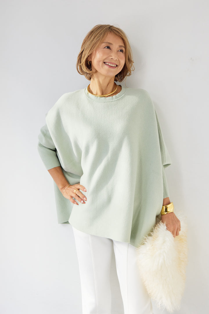 ウォッシャブルポンチョニット