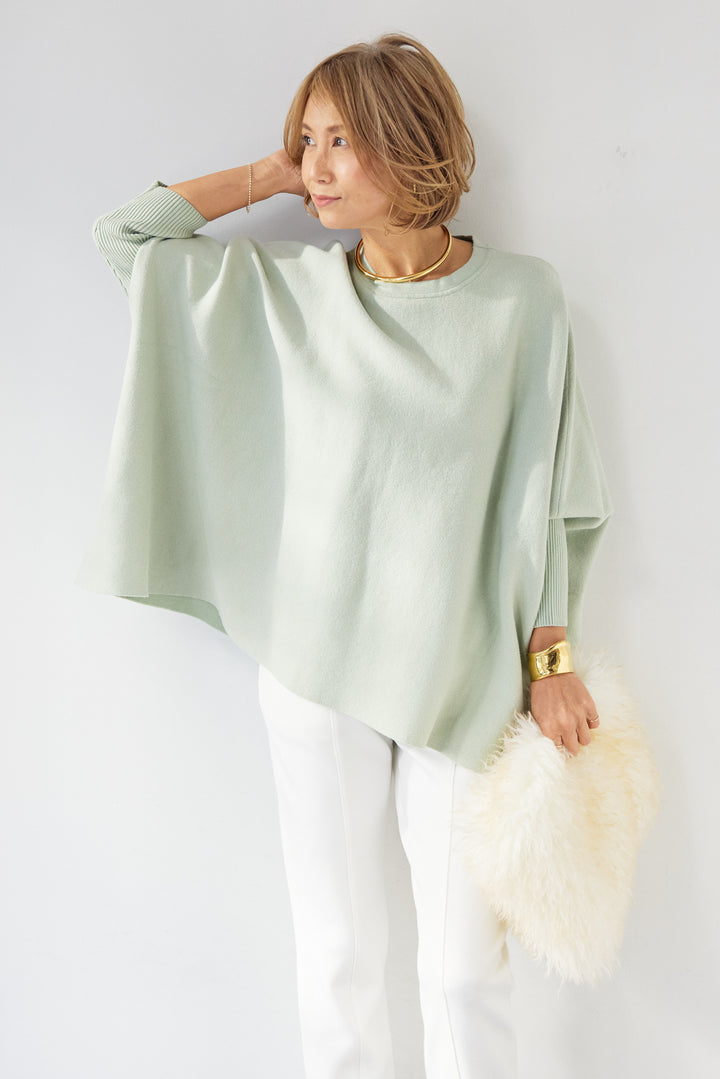 ウォッシャブルポンチョニット