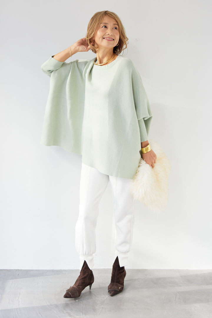 ウォッシャブルポンチョニット