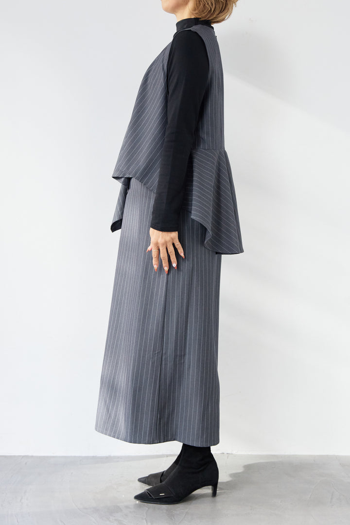 [SET]アシンメトリーストライプジャンスカ+タートルインナー(2set)