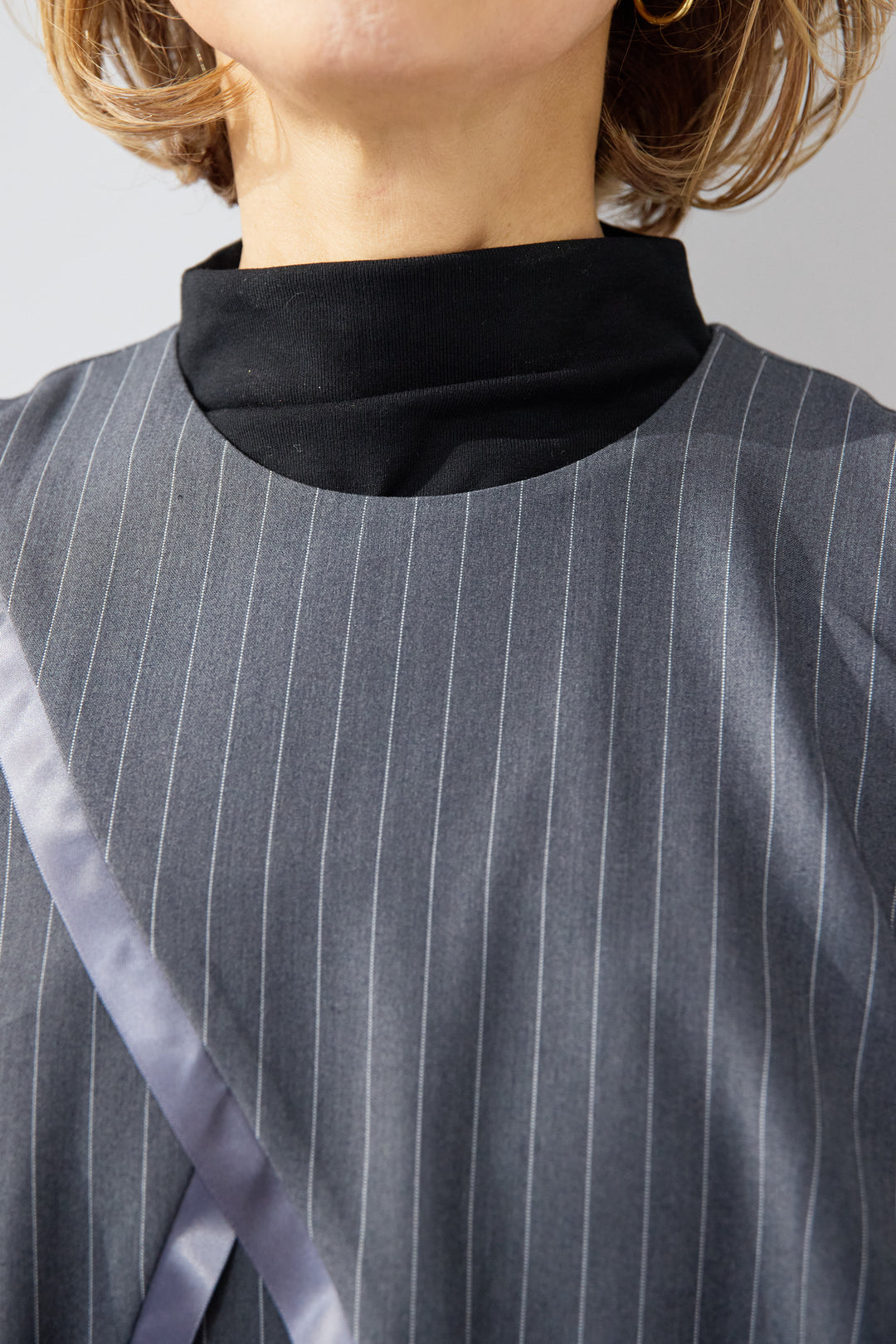 [SET]アシンメトリーストライプジャンスカ+タートルインナー(2set)