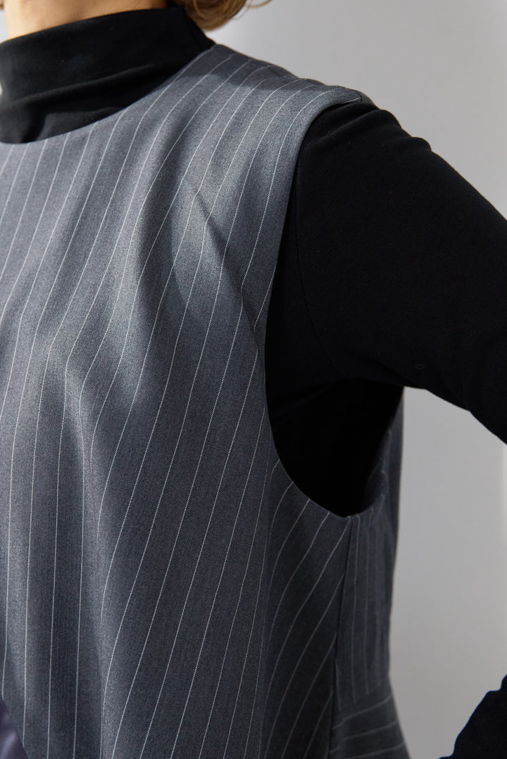 [SET]アシンメトリーストライプジャンスカ+タートルインナー(2set)