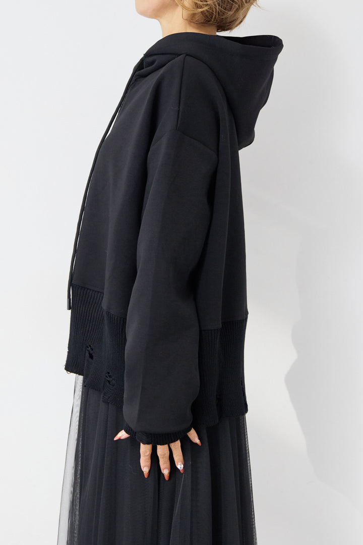 [SET]ダメージヘムデザインフーディ+チュールギャザースカート(2set)