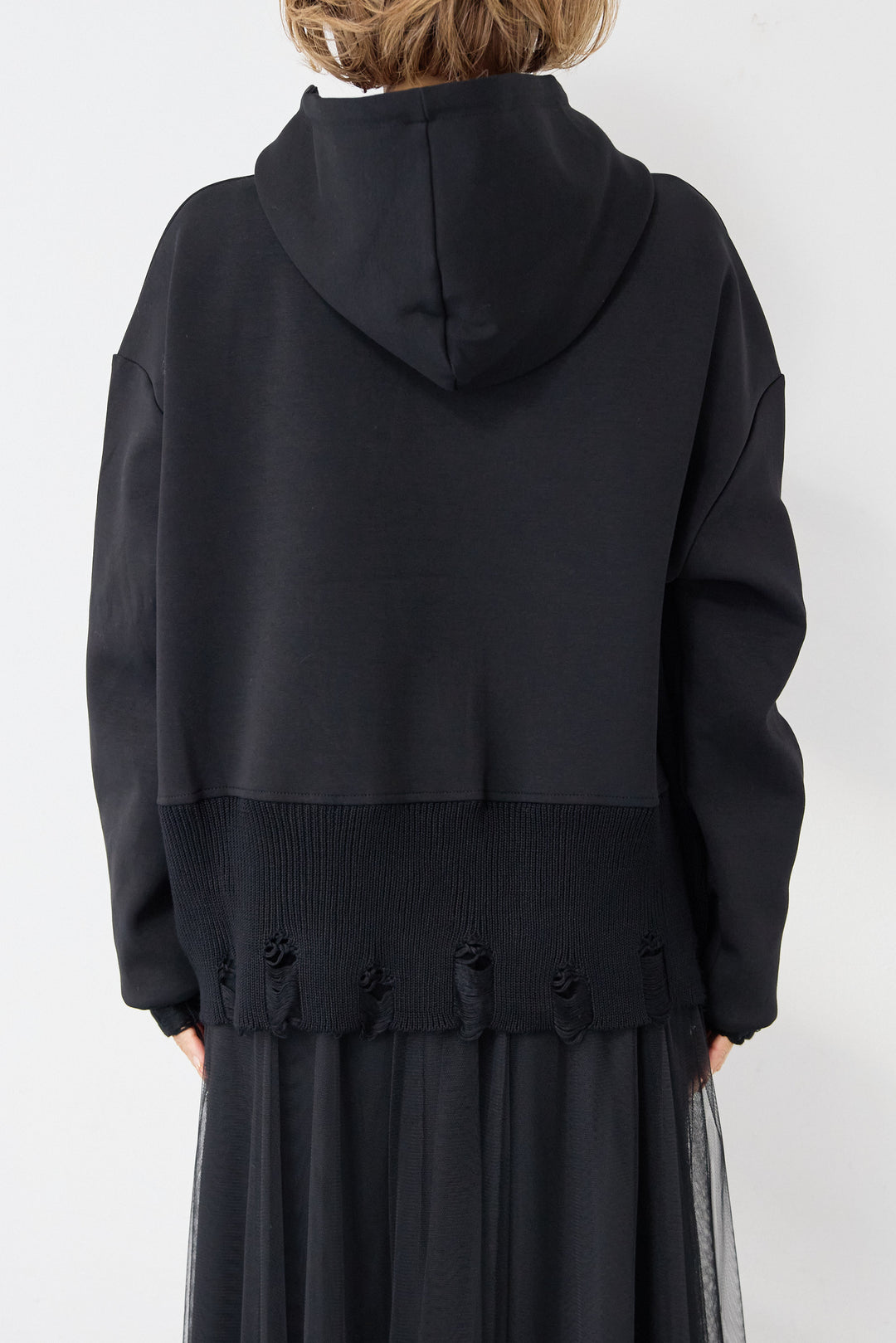 [SET]ダメージヘムデザインフーディ+チュールギャザースカート(2set)