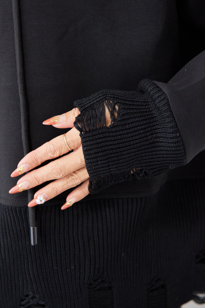 [SET]ダメージヘムデザインフーディ+チュールギャザースカート(2set)