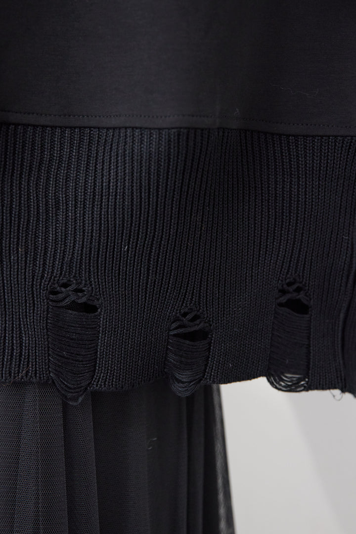 [SET]ダメージヘムデザインフーディ+チュールギャザースカート(2set)