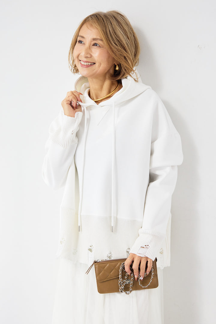 [SET]ダメージヘムデザインフーディ+チュールギャザースカート(2set)