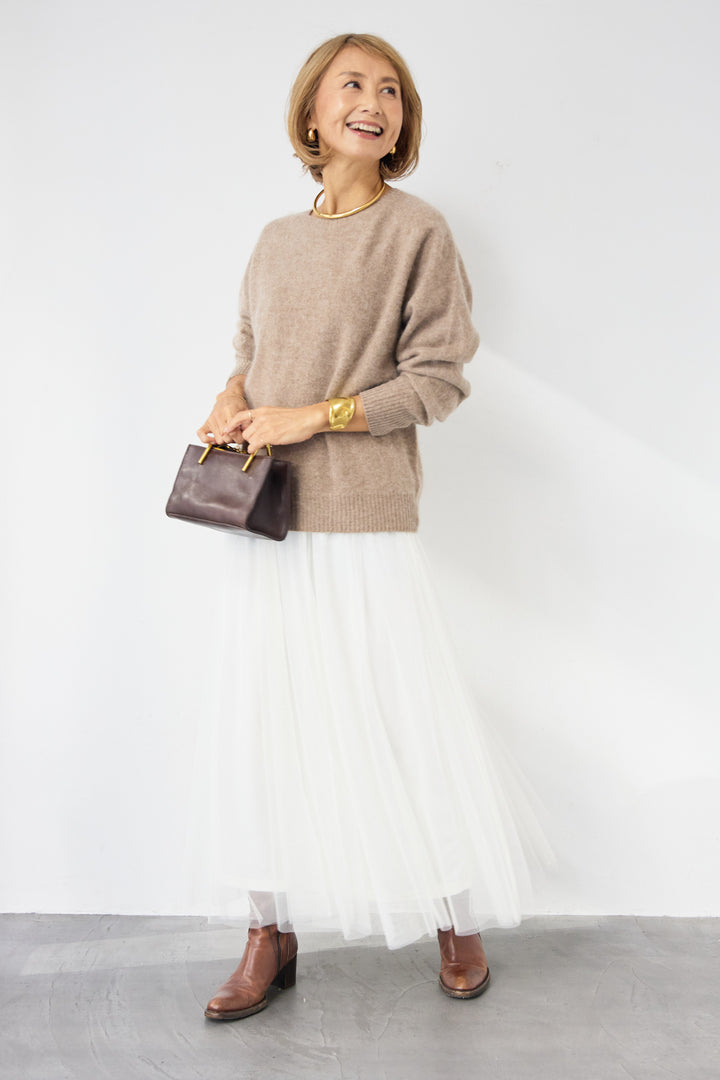 [SET]カシミヤウールニット+チュールギャザースカート(2set)