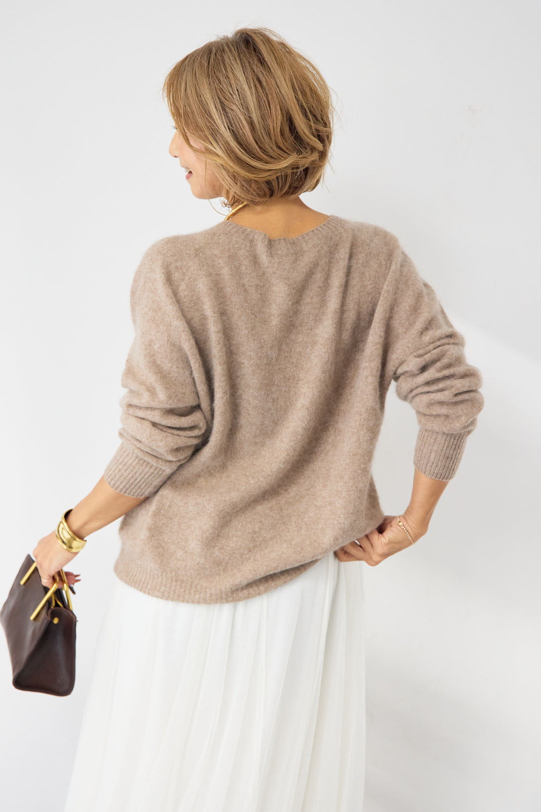 [SET]カシミヤウールニット+チュールギャザースカート(2set)