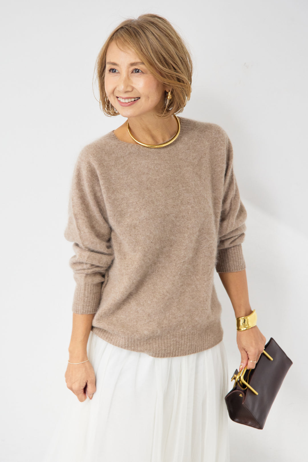 [SET]カシミヤウールニット+チュールギャザースカート(2set)