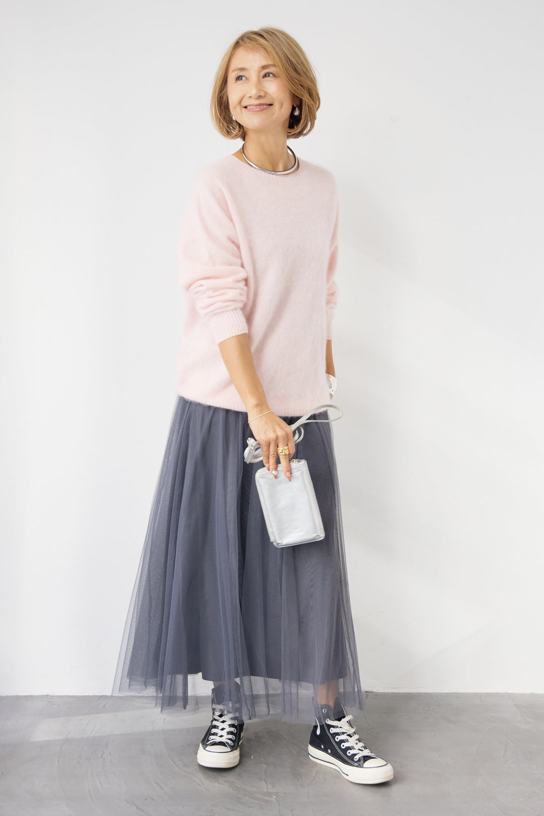 [SET]カシミヤウールニット+チュールギャザースカート(2set)