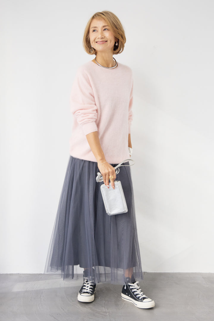 [SET]カシミヤウールニット+チュールギャザースカート(2set)